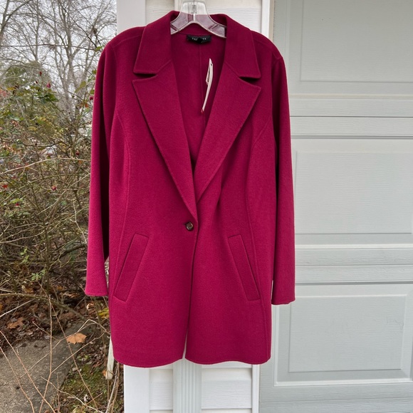 NWT Talbots Beautiful Classic Berry Wool Double Faced Flannel Coat - Picture 6 of 7